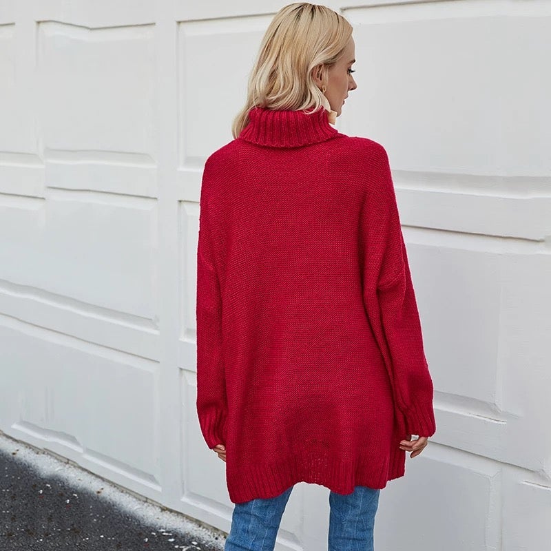 "Evelyn" Oversize Rollkragen-Strickpullover