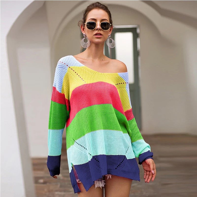 "Gabriela" Modischer Regenbogen-Pullover