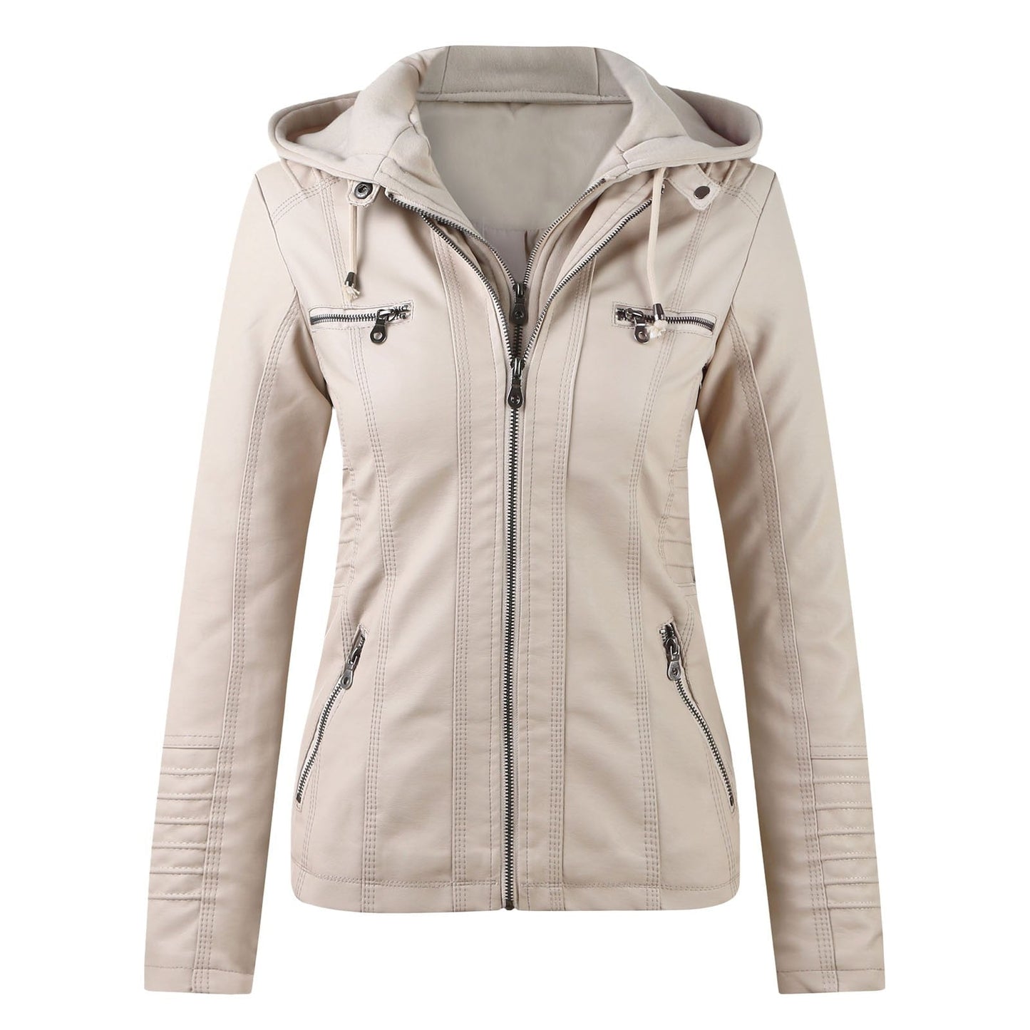 "Stella" Designer-Lederjacke Mit Kapuze