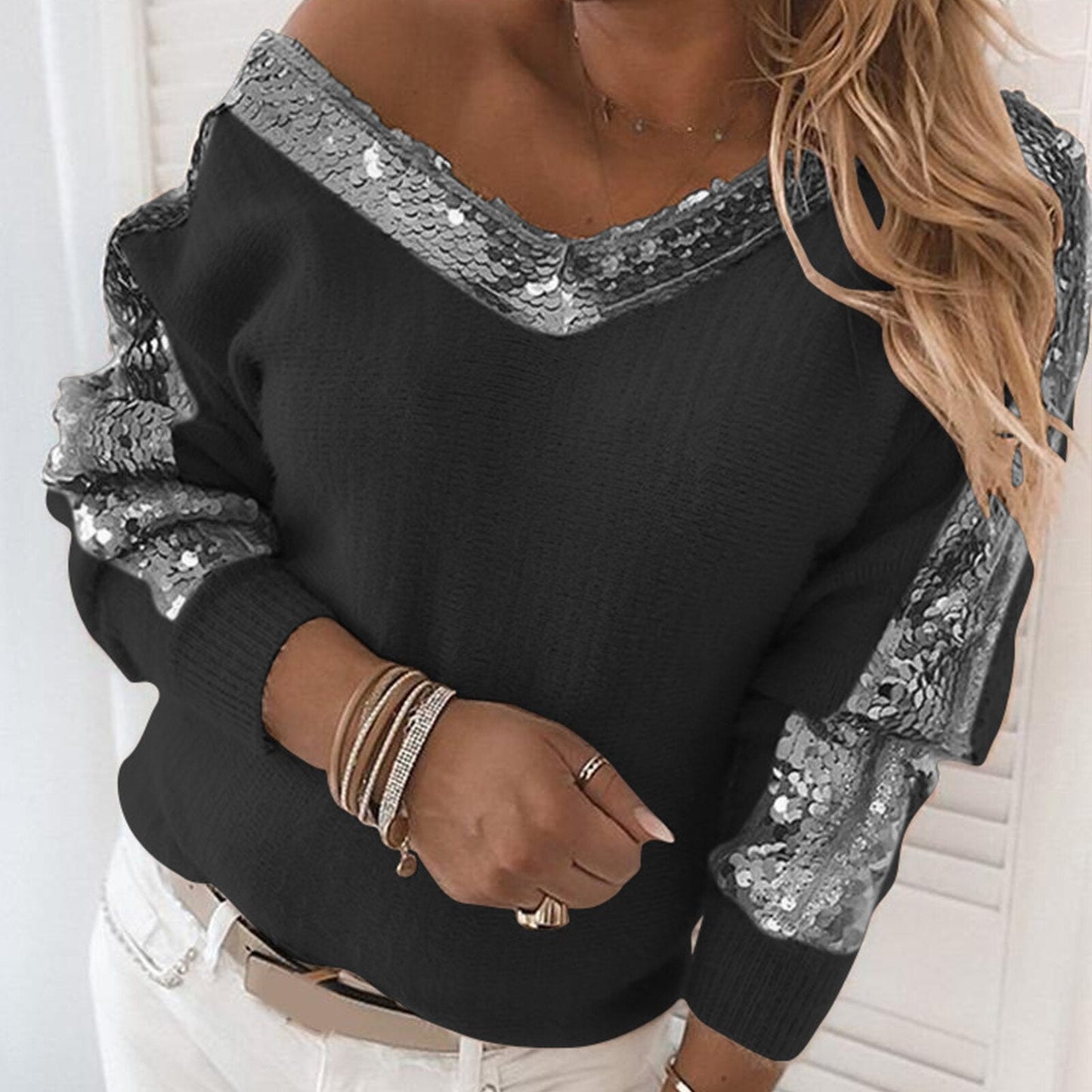 "Melanie" Eleganter Pullover mit Pailletten